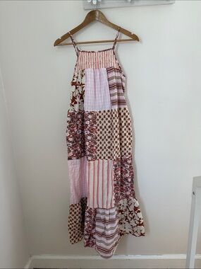 Universal Thread Patchwork Maxi Sundress in Pink and Brown size XS cottagecore